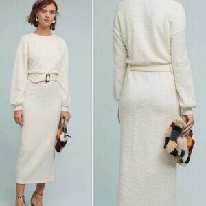 Women's Dolan Anthropologie Jacqueline Textured Belted Long Sleeve Midi Dress S